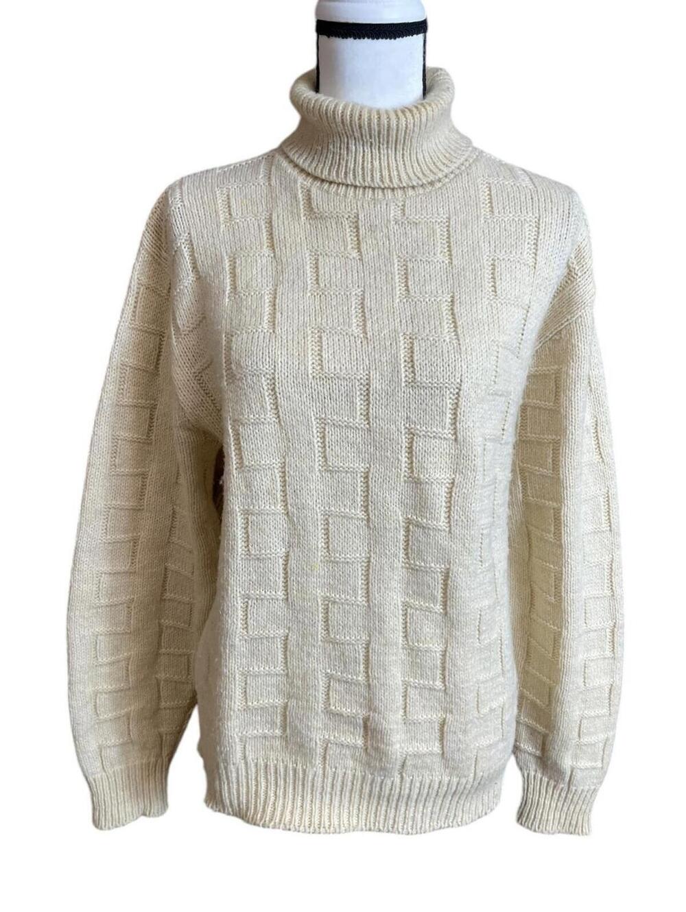 Vintage Himalaya hand knit wool blend turtleneck sweater L